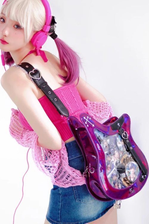 Y2K Ita Bag with Clear Window for Pin Display