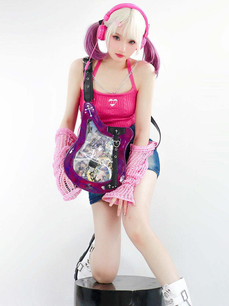 Y2K Ita Bag with Clear Window for Pin Display Y2K Ita Bag with Clear Window for Pin Display