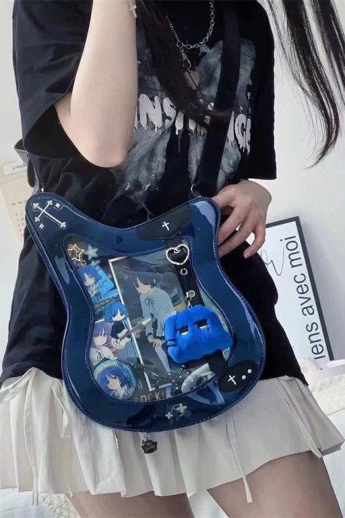 Y2K Ita Bag with Clear Window for Pin Display