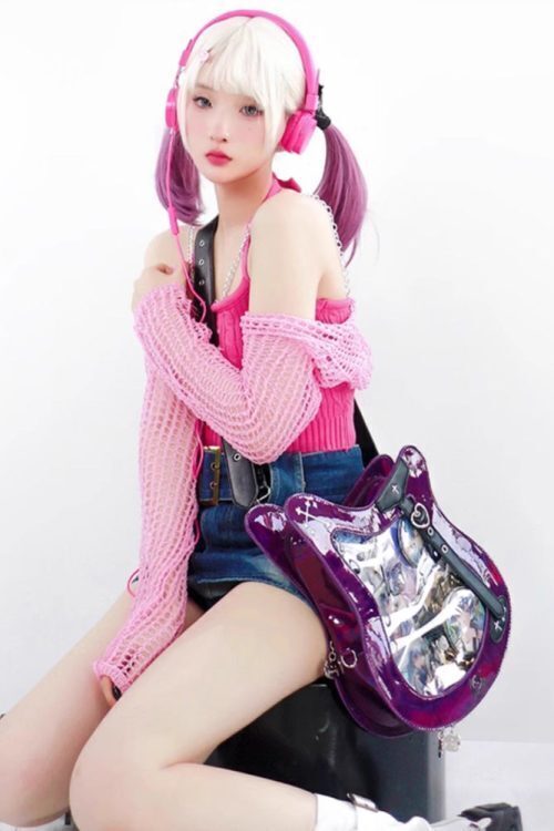 Y2K Ita Bag with Clear Window for Pin Display