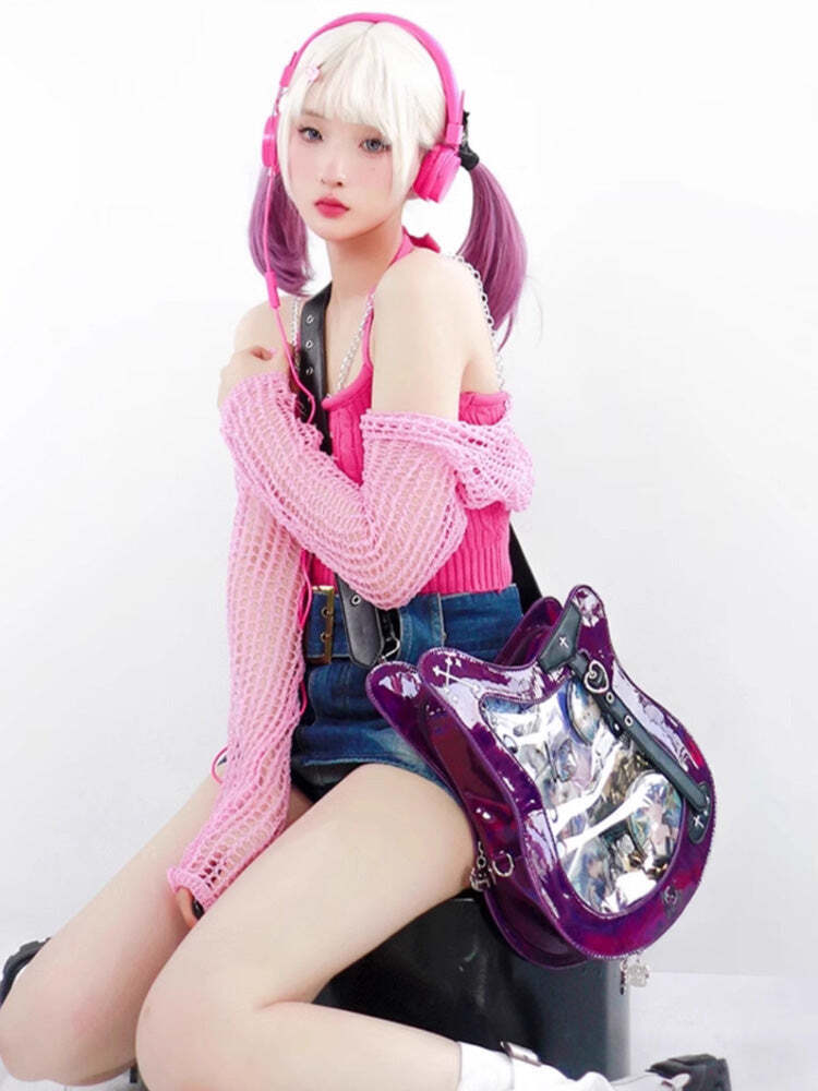 Y2K Ita Bag with Clear Window for Pin Display Y2K Ita Bag with Clear Window for Pin Display