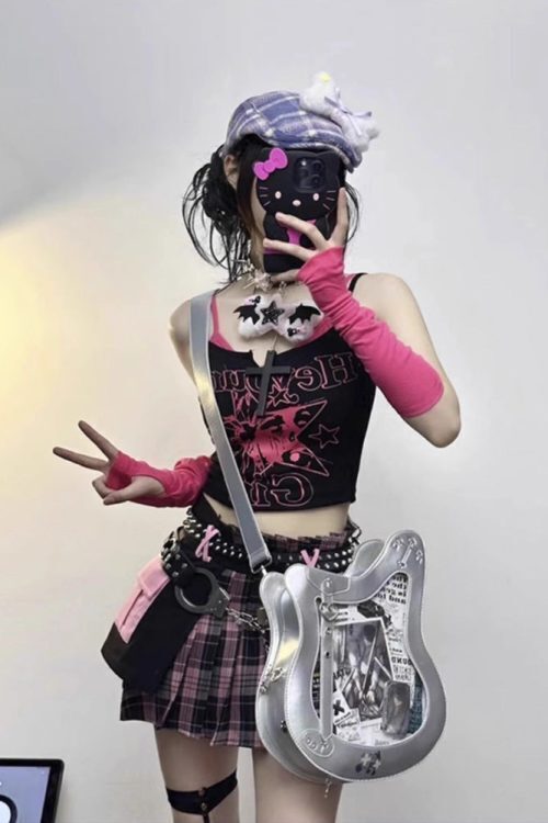 Y2K Ita Bag with Clear Window for Pin Display