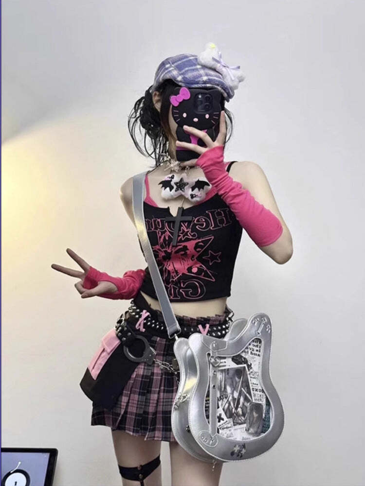 Y2K Ita Bag with Clear Window for Pin Display Y2K Ita Bag with Clear Window for Pin Display