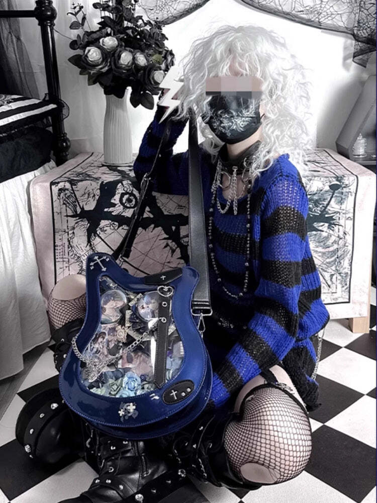 Y2K Ita Bag with Clear Window for Pin Display Y2K Ita Bag with Clear Window for Pin Display