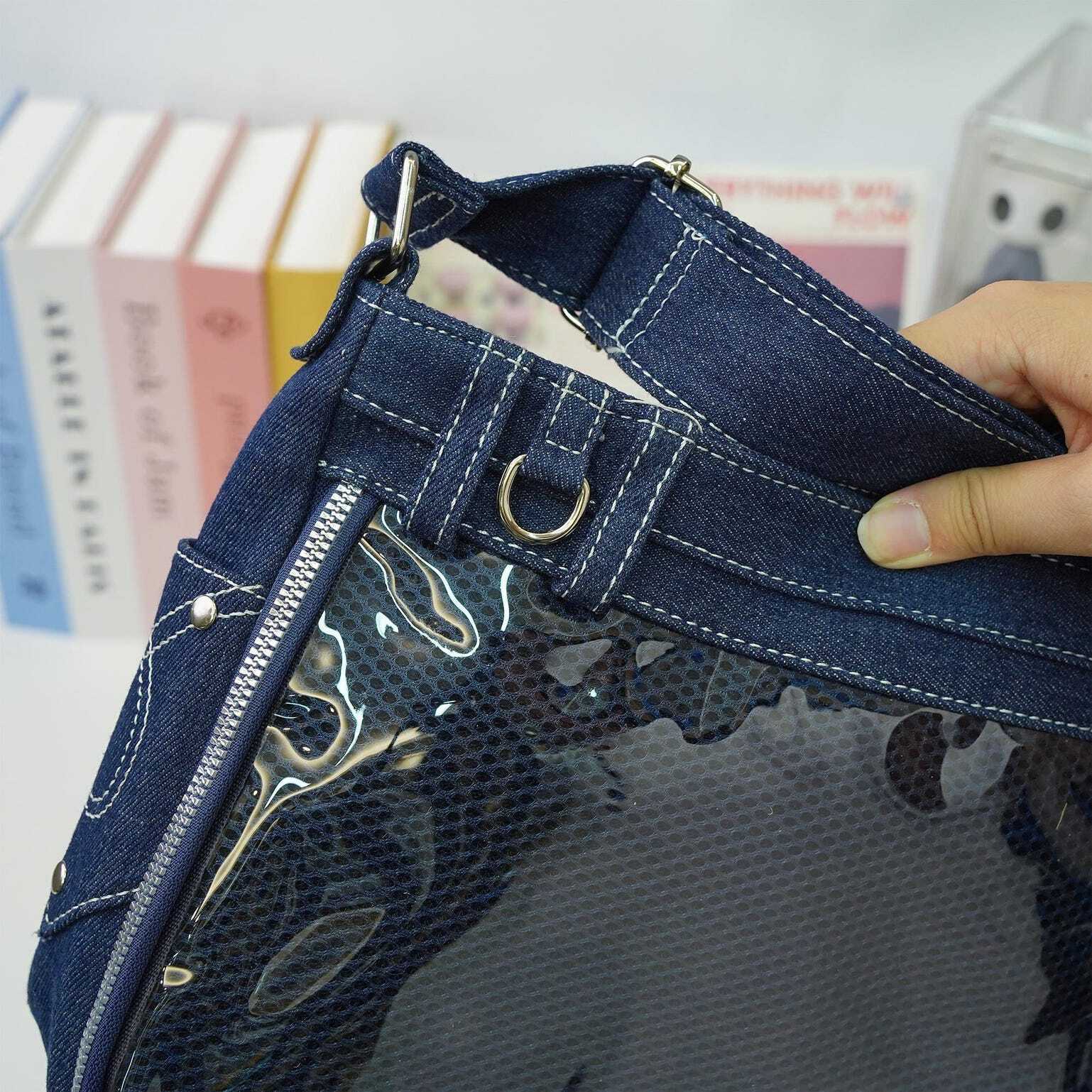 Y2K Ita Crossbody Bag with Clear Window for Pin Display Y2K Ita Crossbody Bag with Clear Window for Pin Display