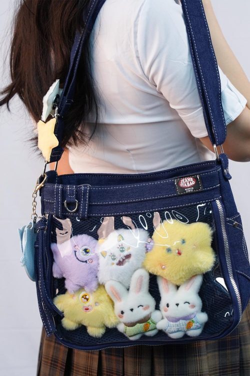 Y2K Ita Crossbody Bag with Clear Window for Pin Display