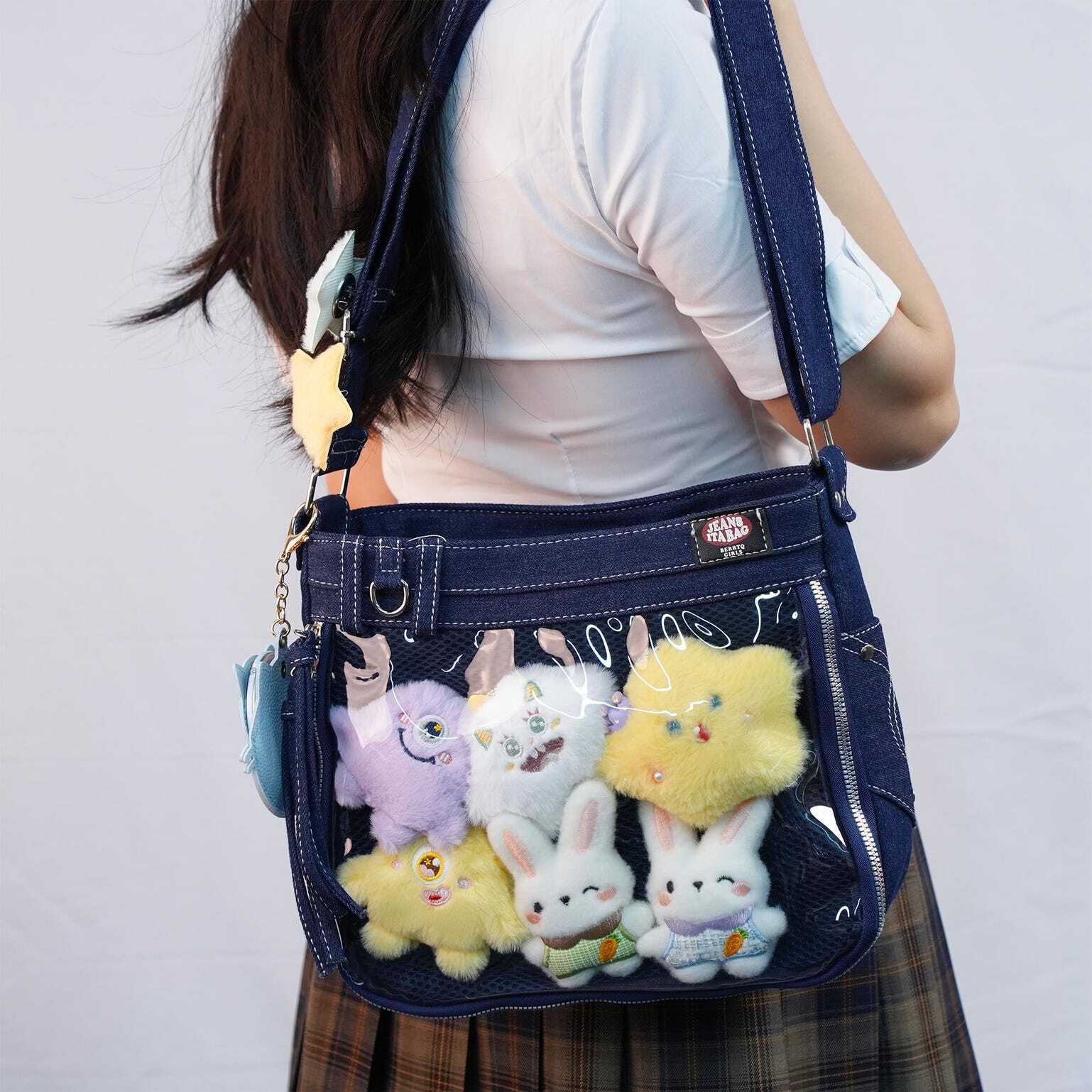 Y2K Ita Crossbody Bag with Clear Window for Pin Display Y2K Ita Crossbody Bag with Clear Window for Pin Display