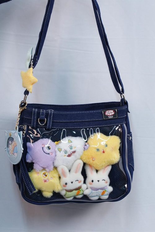 Y2K Ita Crossbody Bag with Clear Window for Pin Display