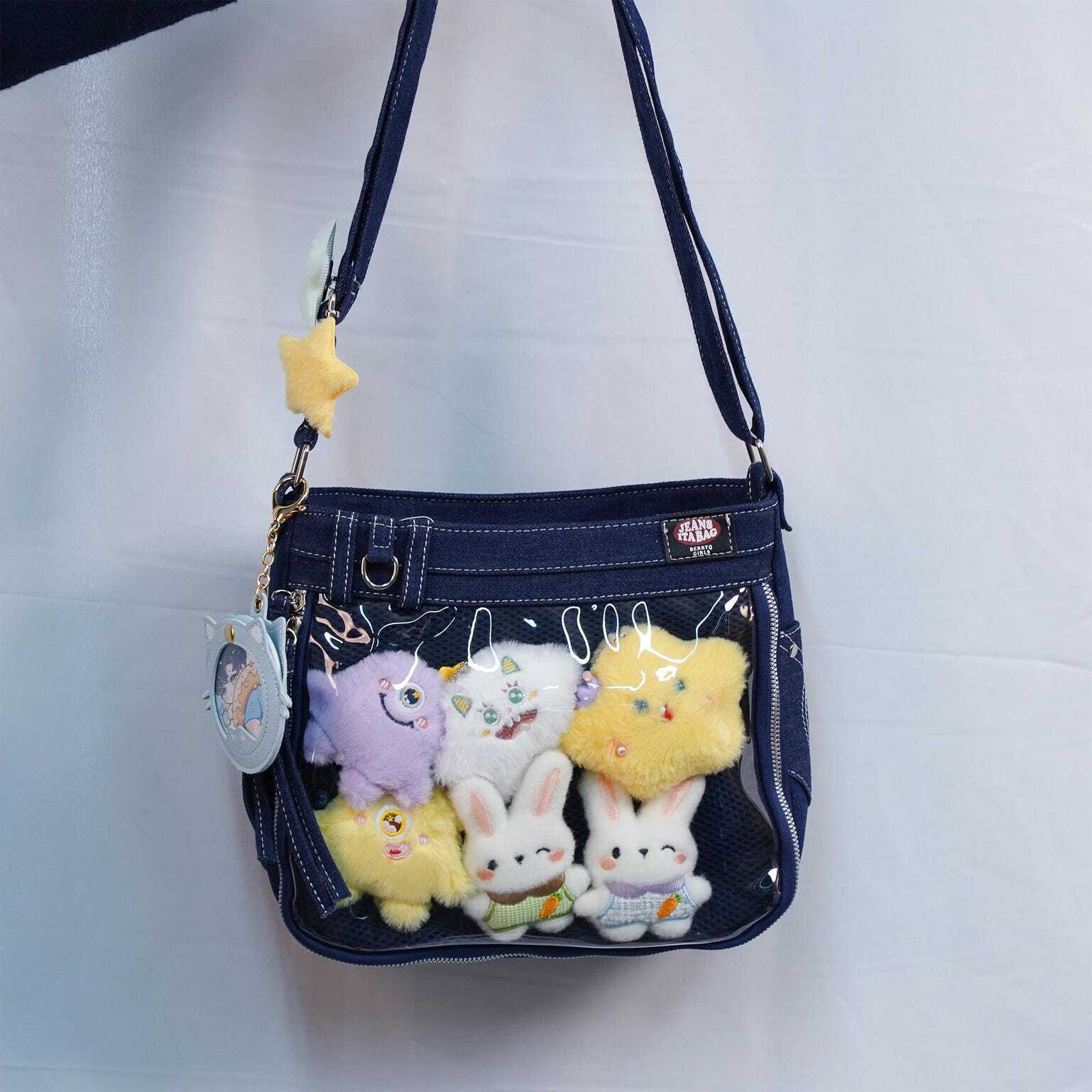 Y2K Ita Crossbody Bag with Clear Window for Pin Display Y2K Ita Crossbody Bag with Clear Window for Pin Display