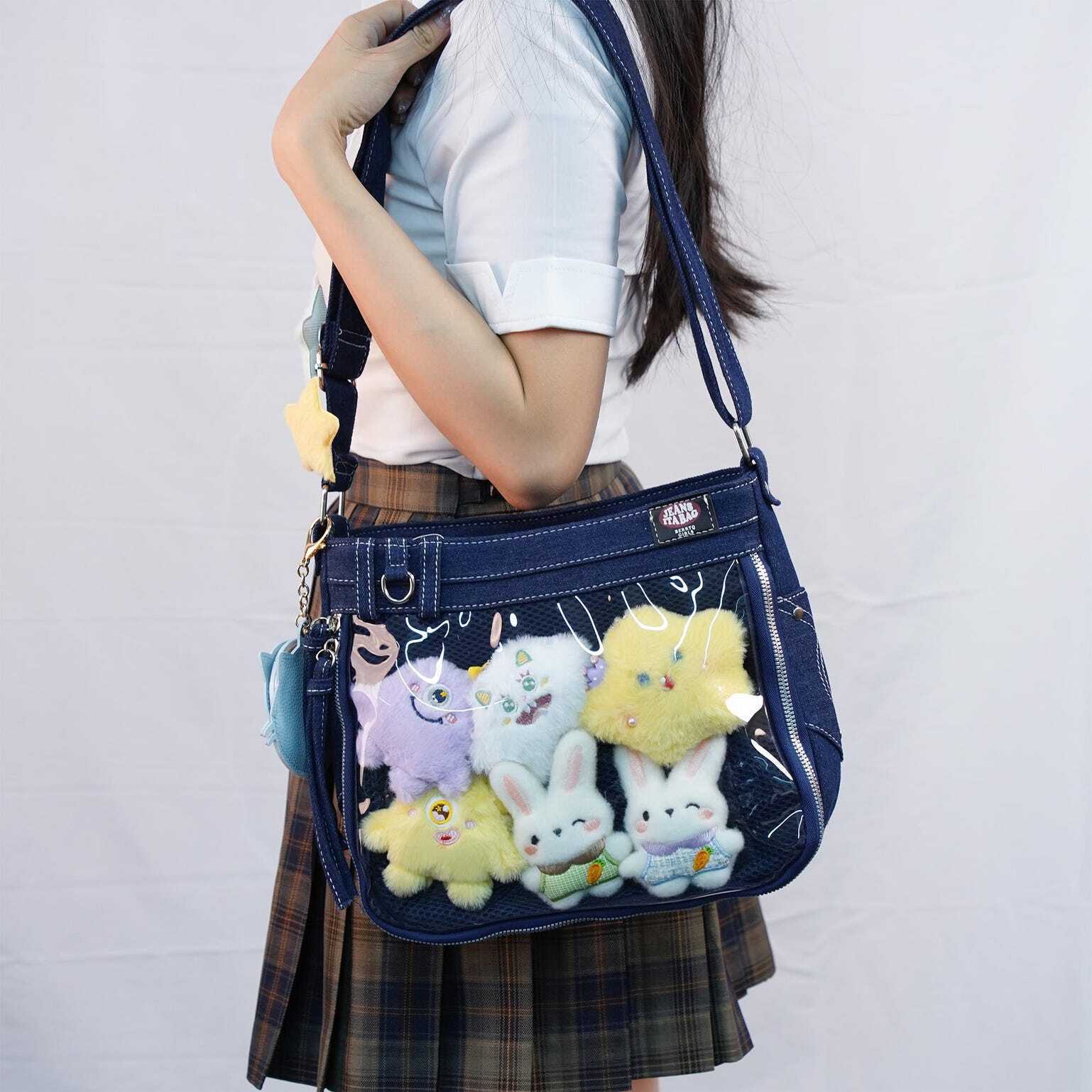 Y2K Ita Crossbody Bag with Clear Window for Pin Display Y2K Ita Crossbody Bag with Clear Window for Pin Display