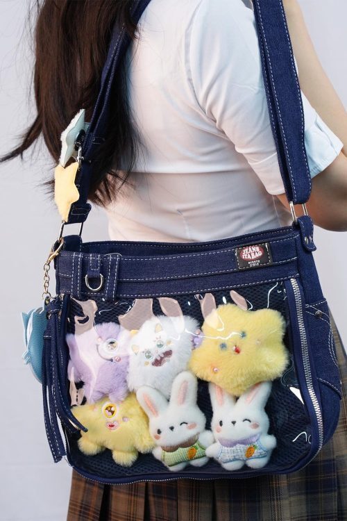 Y2K Ita Crossbody Bag with Clear Window for Pin Display