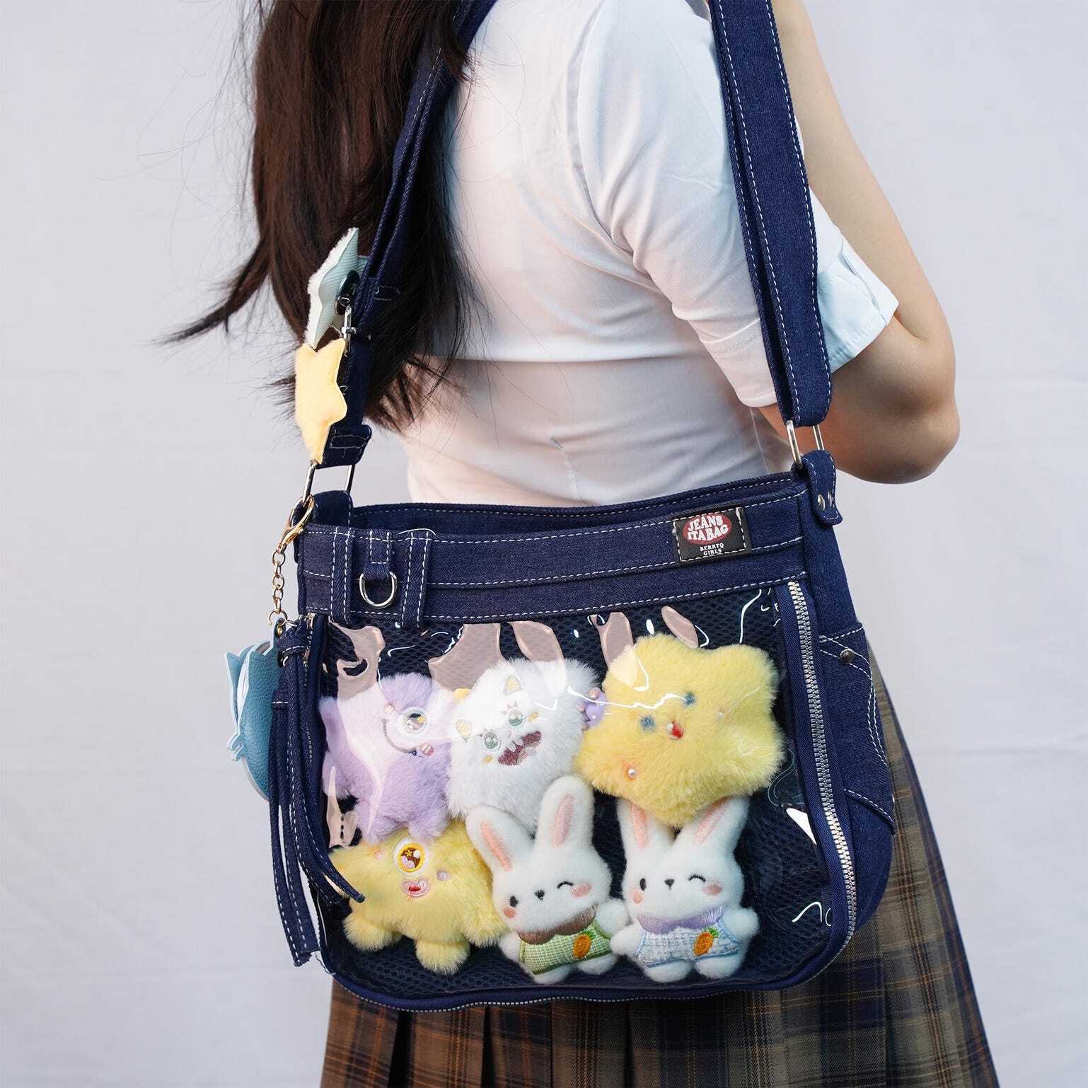 Y2K Ita Crossbody Bag with Clear Window for Pin Display Y2K Ita Crossbody Bag with Clear Window for Pin Display