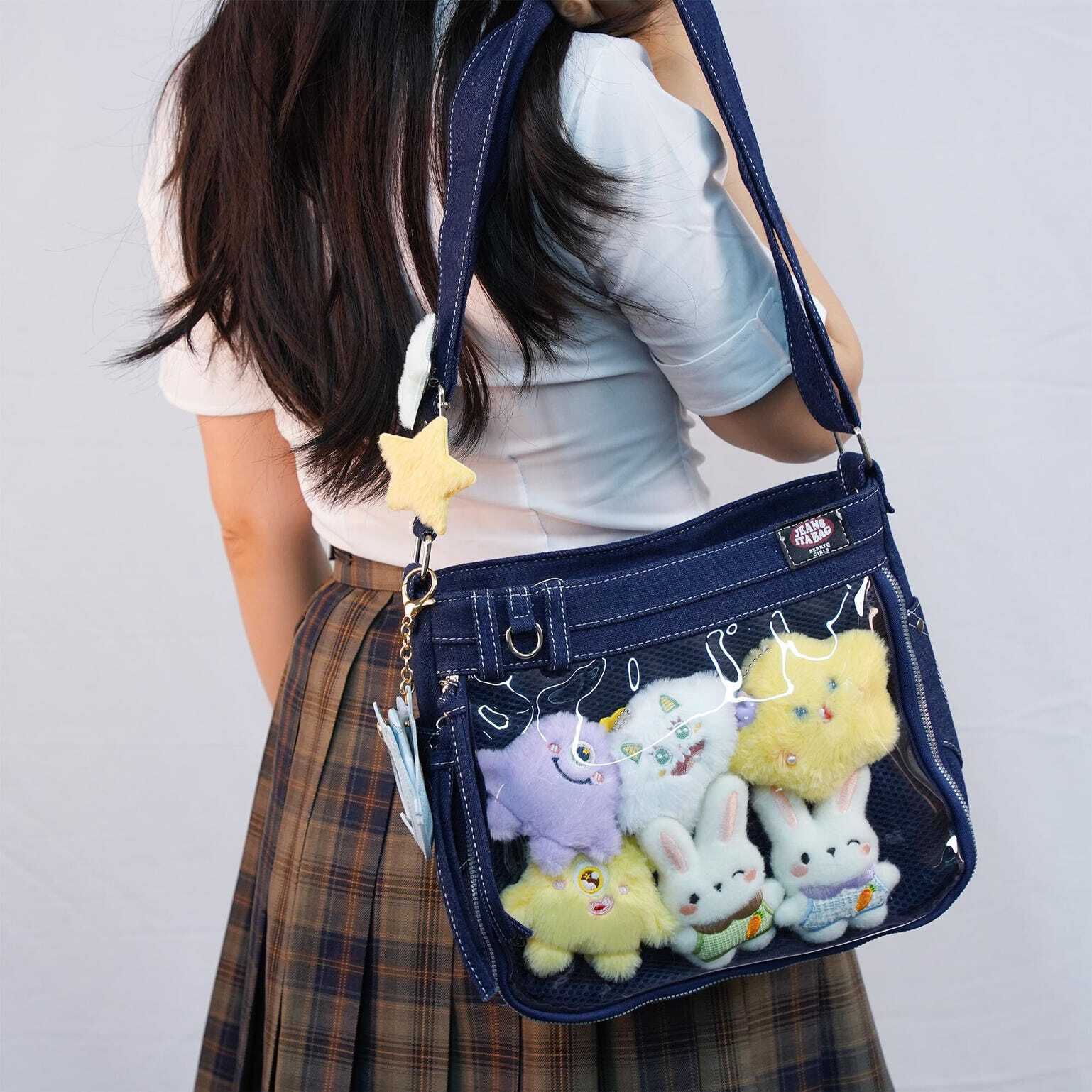 Y2K Ita Crossbody Bag with Clear Window for Pin Display Y2K Ita Crossbody Bag with Clear Window for Pin Display