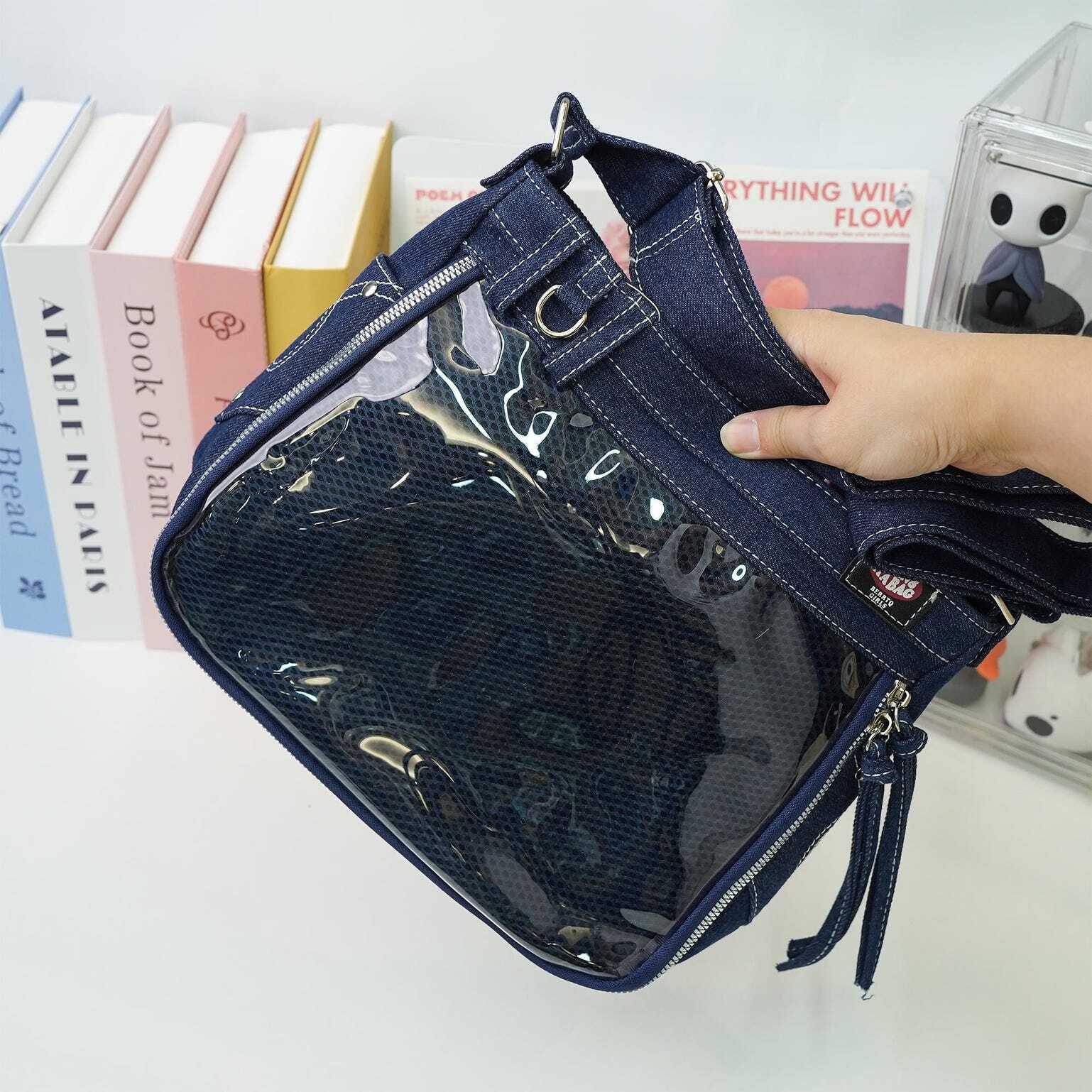 Y2K Ita Crossbody Bag with Clear Window for Pin Display Y2K Ita Crossbody Bag with Clear Window for Pin Display