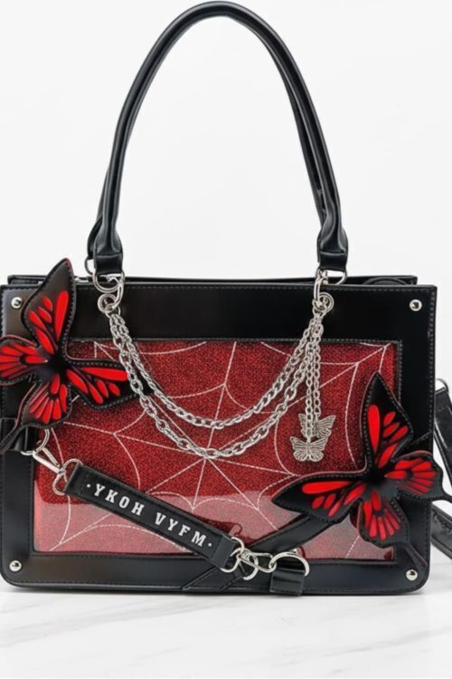 Y2K Ita Handbag with Clear Window for Pin Display