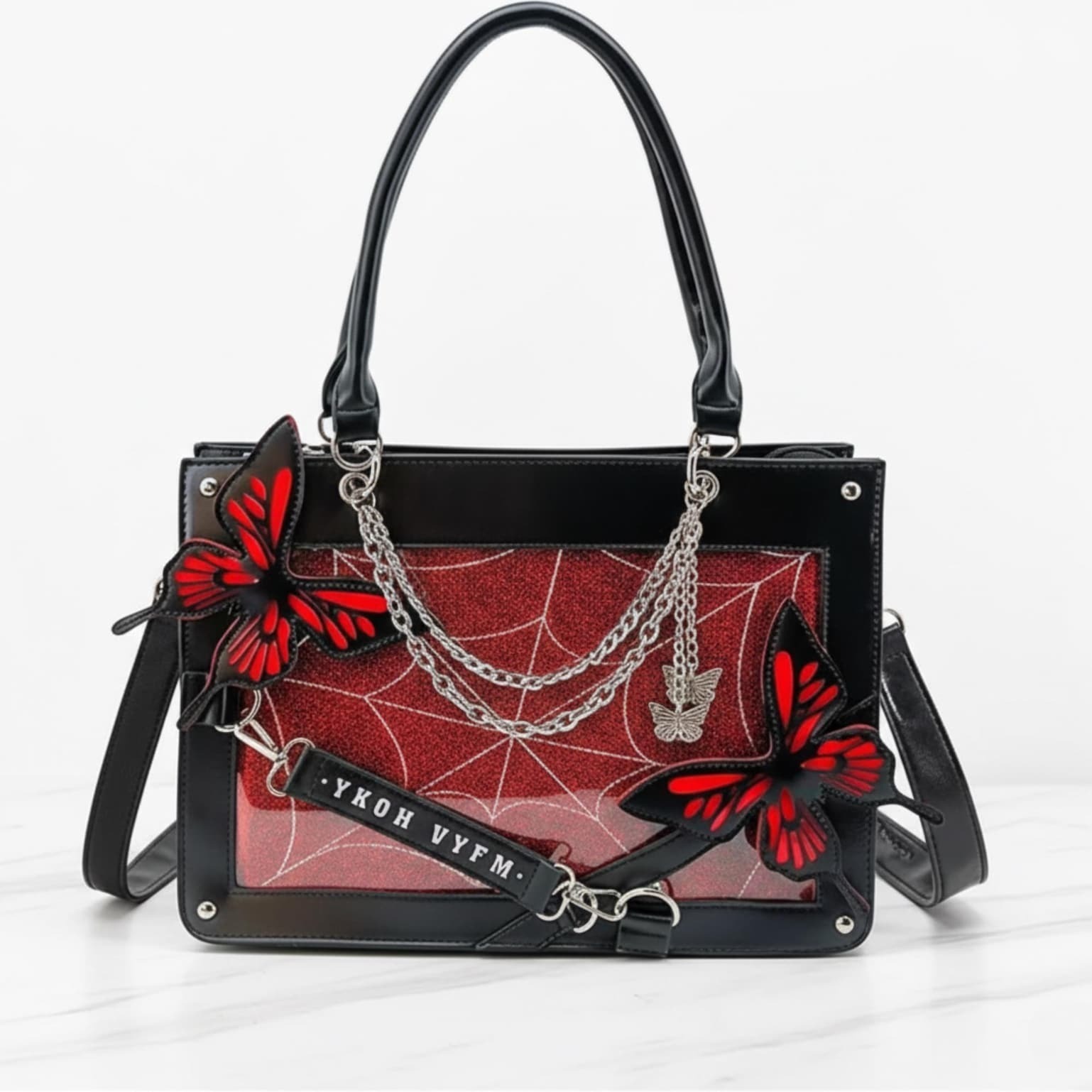 Y2K Ita Handbag with Clear Window for Pin Display Y2K Ita Handbag with Clear Window for Pin Display