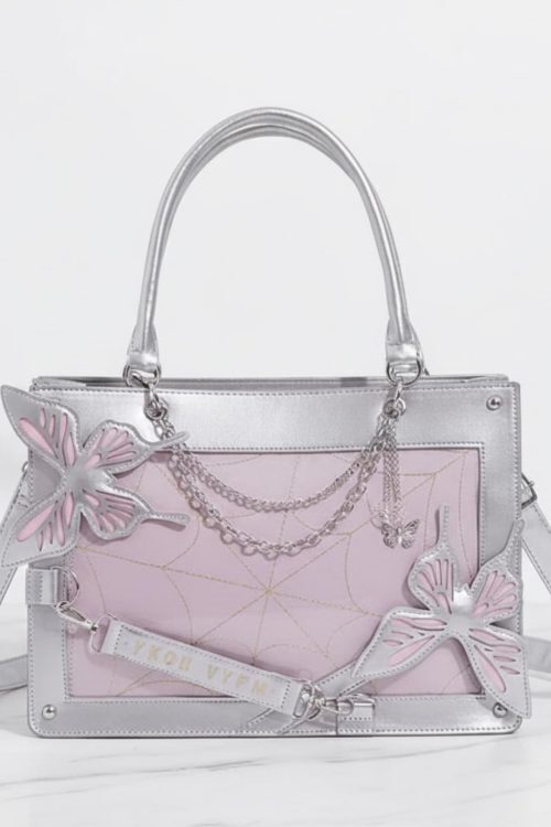 Y2K Ita Handbag with Clear Window for Pin Display