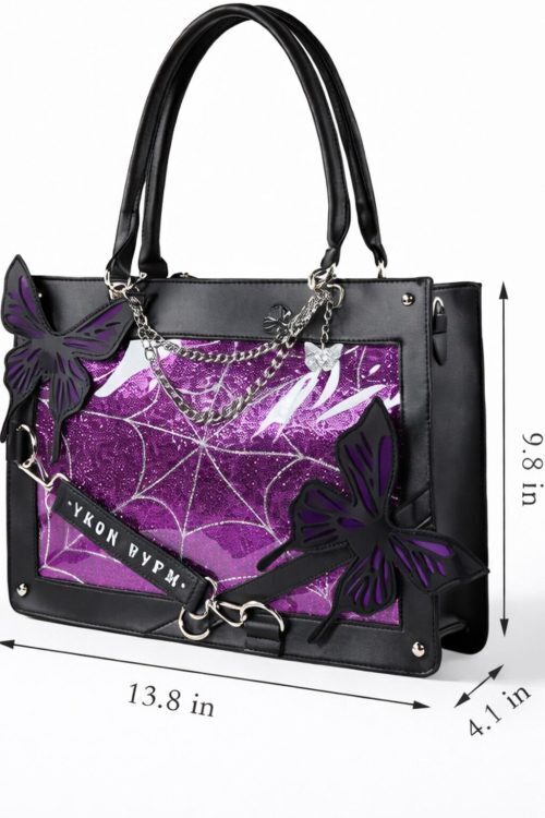 Y2K Ita Handbag with Clear Window for Pin Display
