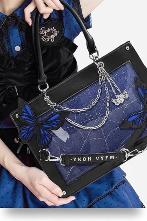 Y2K Ita Handbag with Clear Window for Pin Display