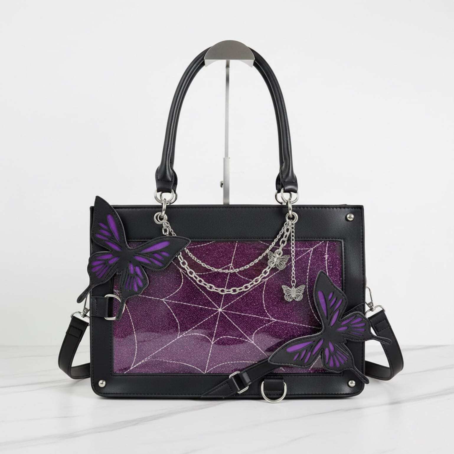 Y2K Ita Handbag with Clear Window for Pin Display Y2K Ita Handbag with Clear Window for Pin Display