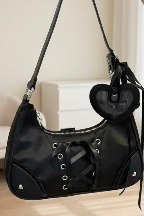 Y2K Ita Shoulder Bag with Clear Window for Photocards and Pins