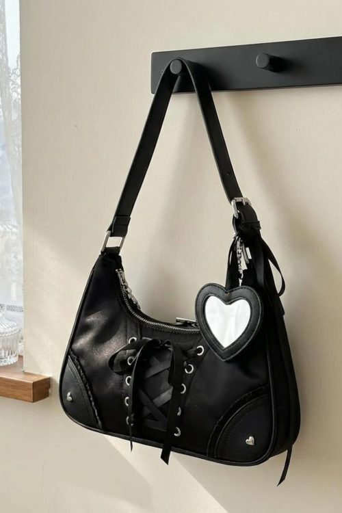 Y2K Ita Shoulder Bag with Clear Window for Photocards and Pins