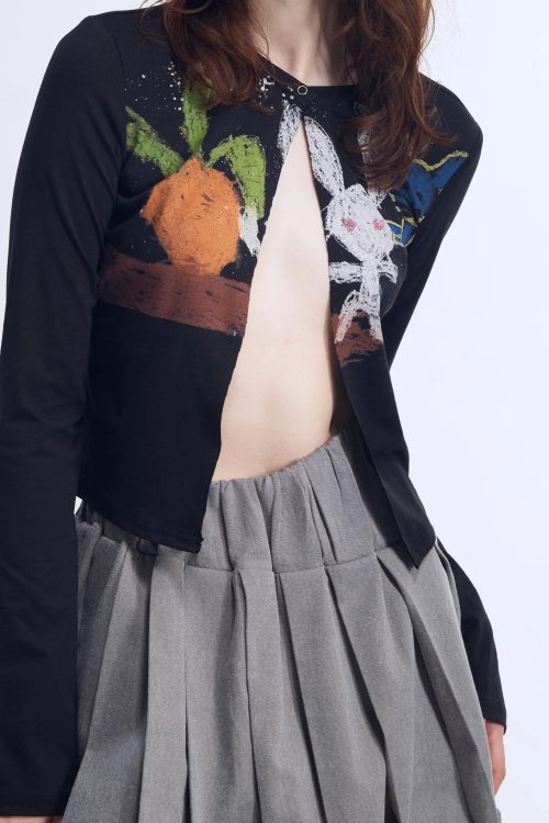 Y2K Rabbit Cropped Cardigan