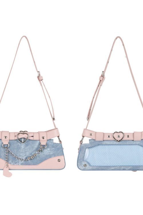 Y2K Vintage Ita Bag with Clear Window for Plushies and Pins