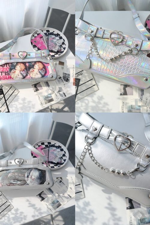 Y2K Vintage Ita Bag with Clear Window for Plushies and Pins