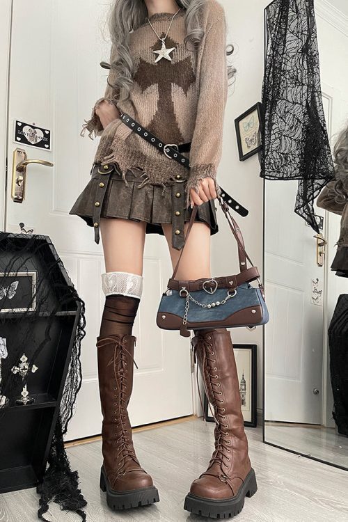 Y2K Vintage Ita Bag with Clear Window for Plushies and Pins