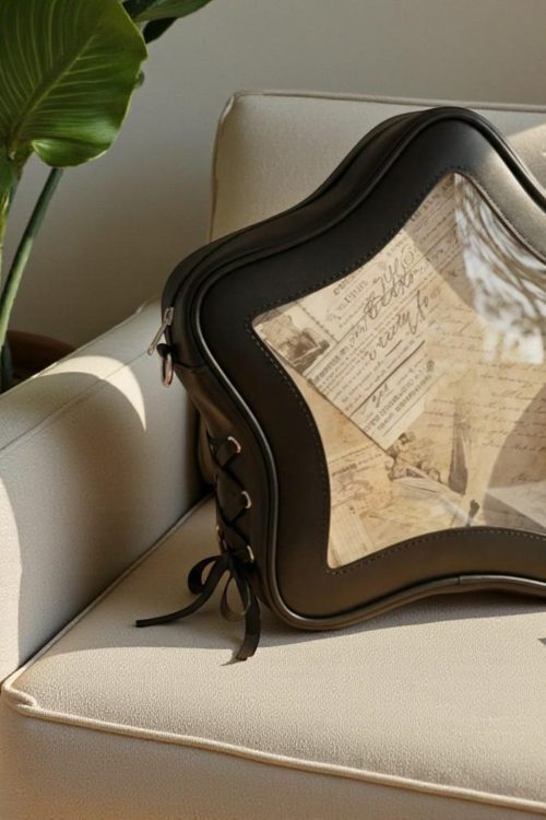 Yellow Kawaii Star Convertible Ita Bag with Clear Window for Pin Display