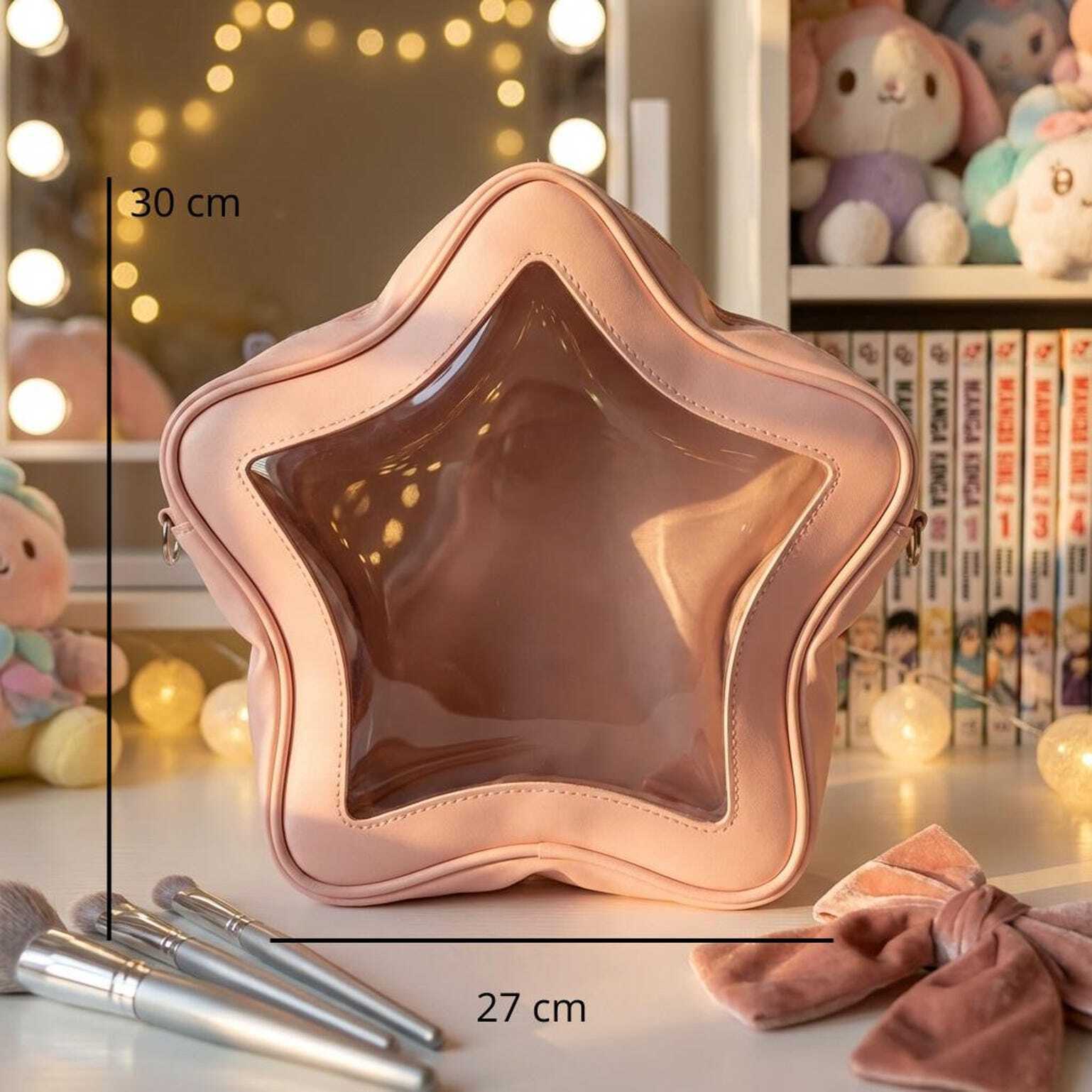Yellow Kawaii Star Convertible Ita Bag with Clear Window for Pin Display Yellow Kawaii Star Convertible Ita Bag with Clear Window for Pin Display