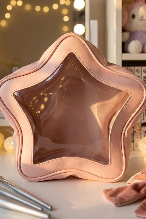 Yellow Kawaii Star Convertible Ita Bag with Clear Window for Pin Display