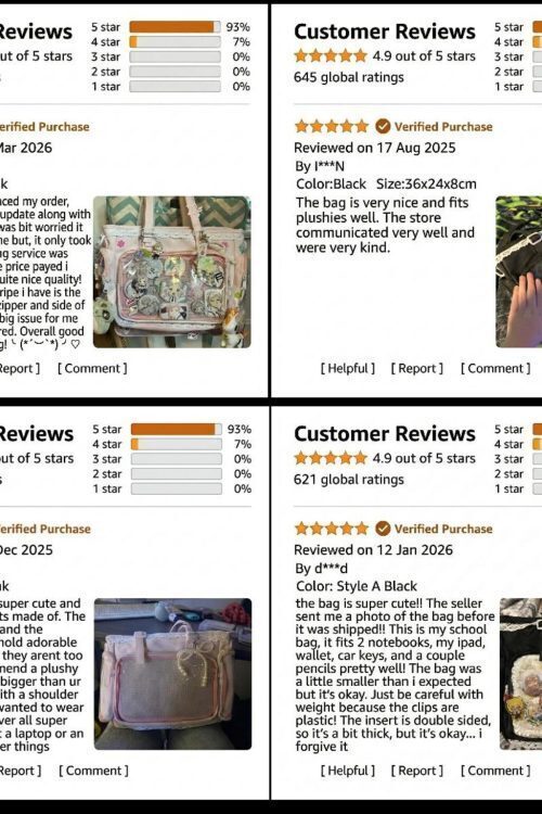 Yellow Kawaii Y2K Convertible Ita Bag with Clear Window for Pin Display