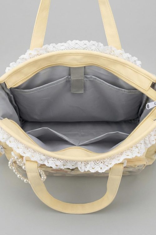 Yellow Kawaii Y2K Convertible Ita Bag with Clear Window for Pin Display