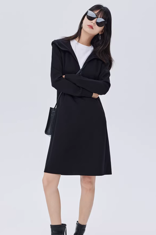 Zip-Up Long Sleeve Dress