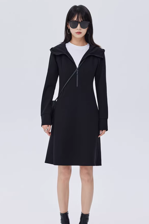 Zip-Up Long Sleeve Dress