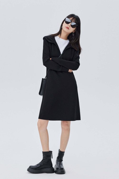 Zip-Up Long Sleeve Dress