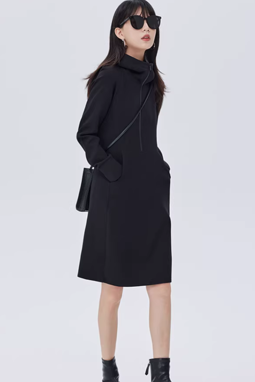 Zip-Up Long Sleeve Dress