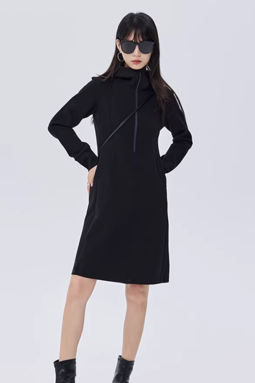 Zip-Up Long Sleeve Dress
