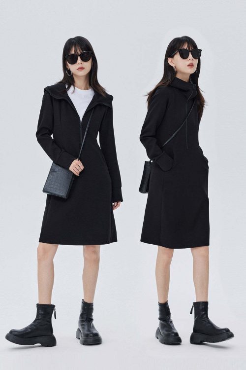 Zip-Up Long Sleeve Dress