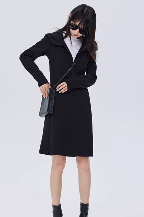 Zip-Up Long Sleeve Dress