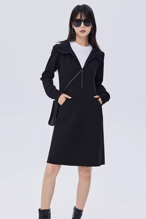 Zip-Up Long Sleeve Dress